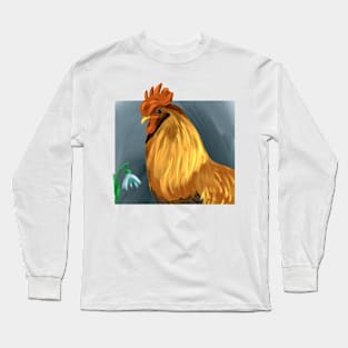 Rooster and snowdrop flower Long Sleeve T-Shirt